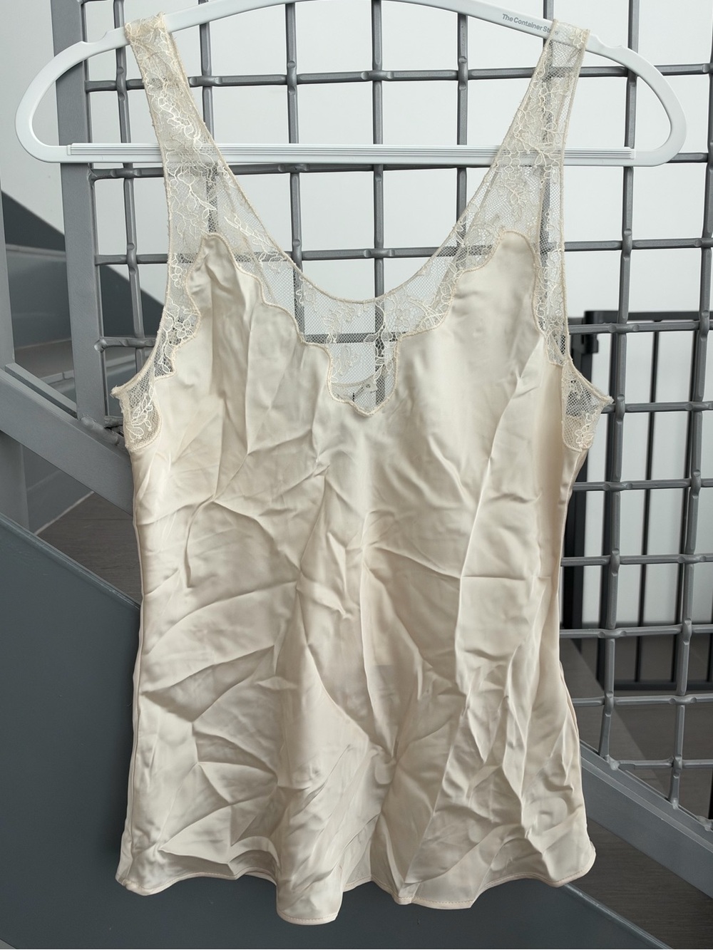 Zara Cream Satin Lace-Trim Chemise Size M